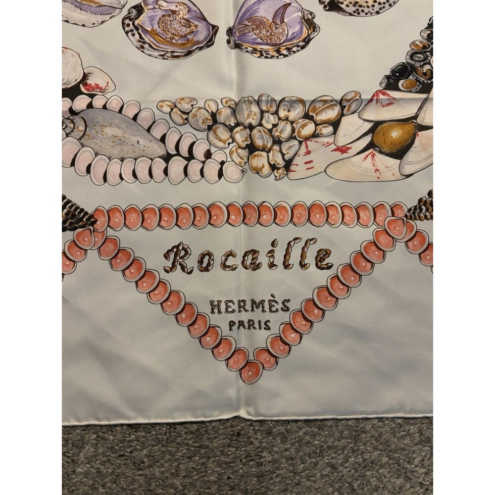 Hermes Silk Scarf 90 ROCAILLE Shell Vintage Design No Box - Picture 6 of 11